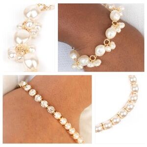 2 Pearl and crystal gold bracelets